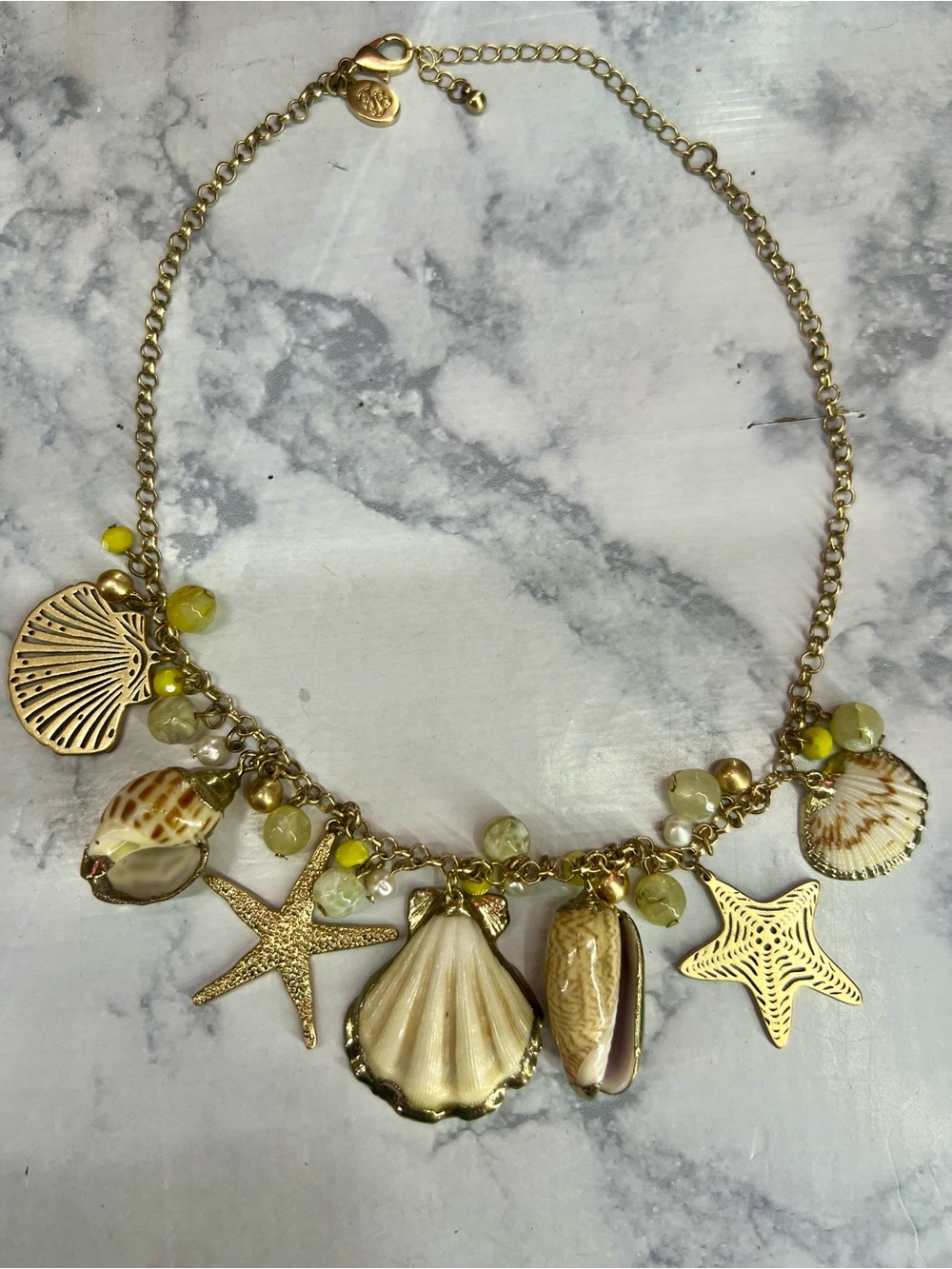 Tommy Bahama Gold Shell & Starfish Charm Necklace with Yellow Beads - Picture 3 of 4